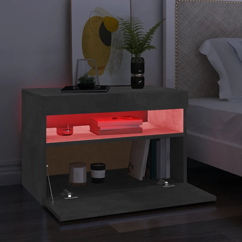 Mobile Porta TV con Luci LED Grigio Cemento 60x35x40 cm 804417