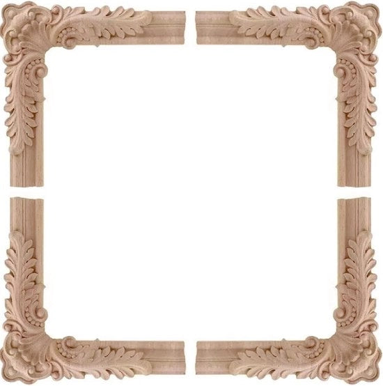 Applicazioni in legno scolpite - Stile vintage fiori - 4 pezzi - Ornamenti per mobili