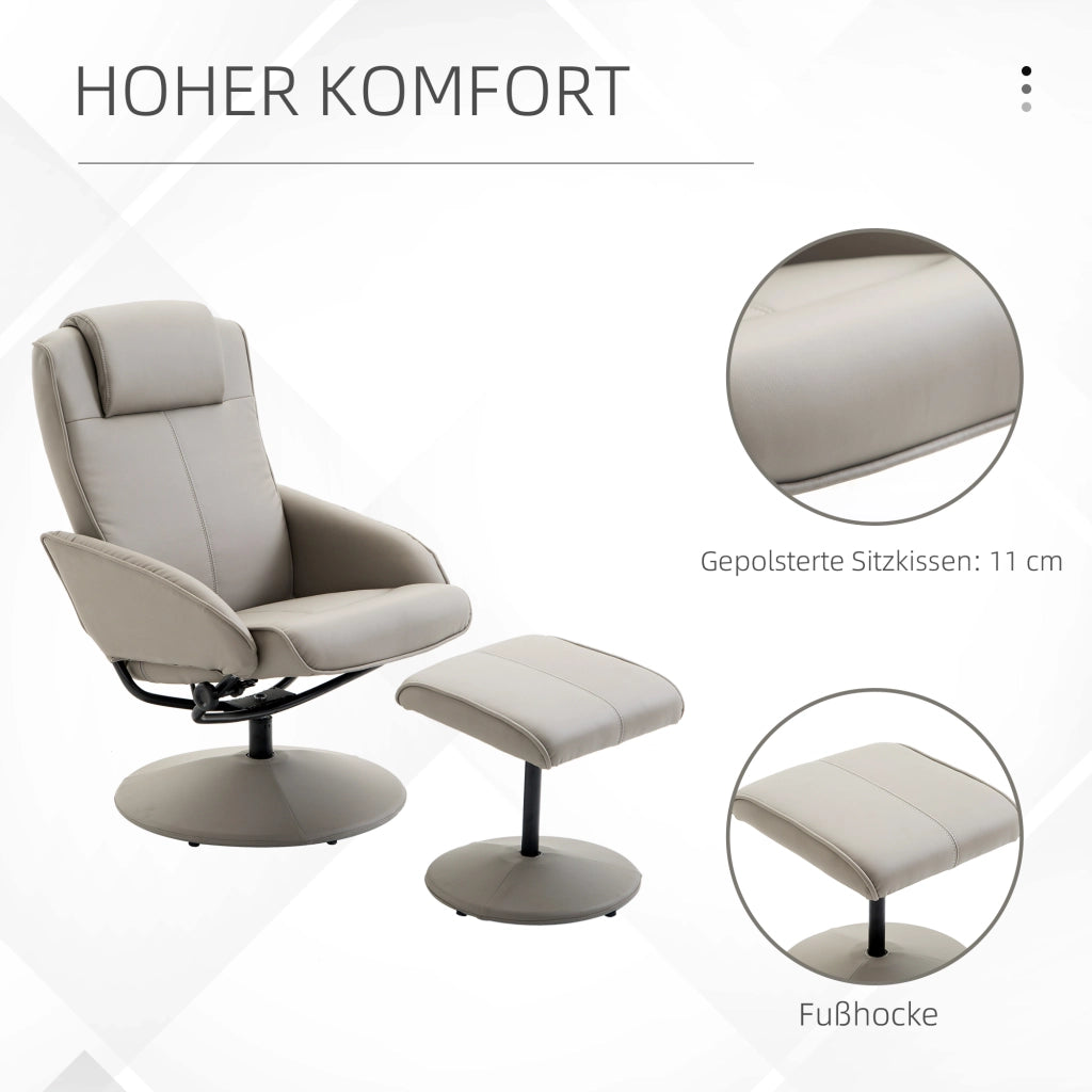 POLTRONA Relax con poggiapiedi 78x67x98 cm Grigia