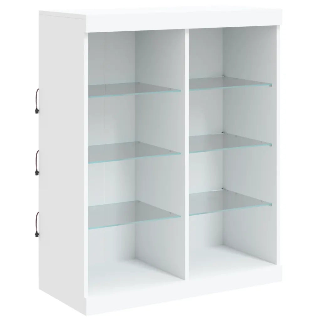 Credenza con Luci LED Bianca 202x37x100 cm