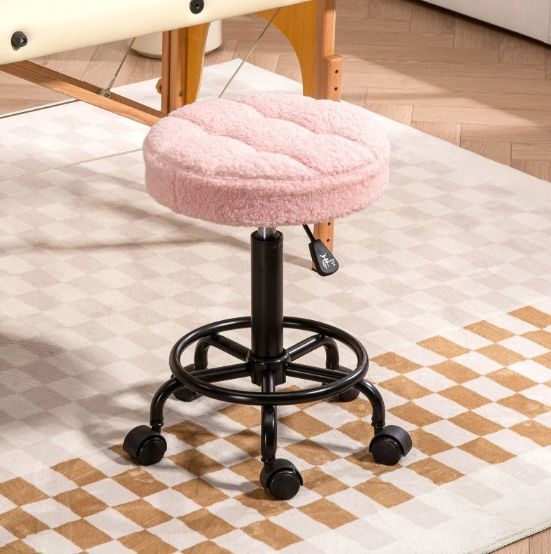 Sgabello con ruote regolabile 50-66 cm rosa, girevole 360°