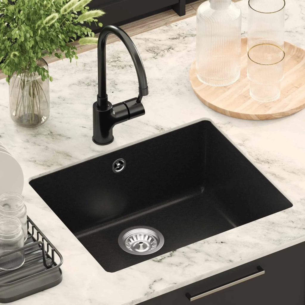 Lavello Nero 530 x 460 mm 80% Quarzo e 20% Resina