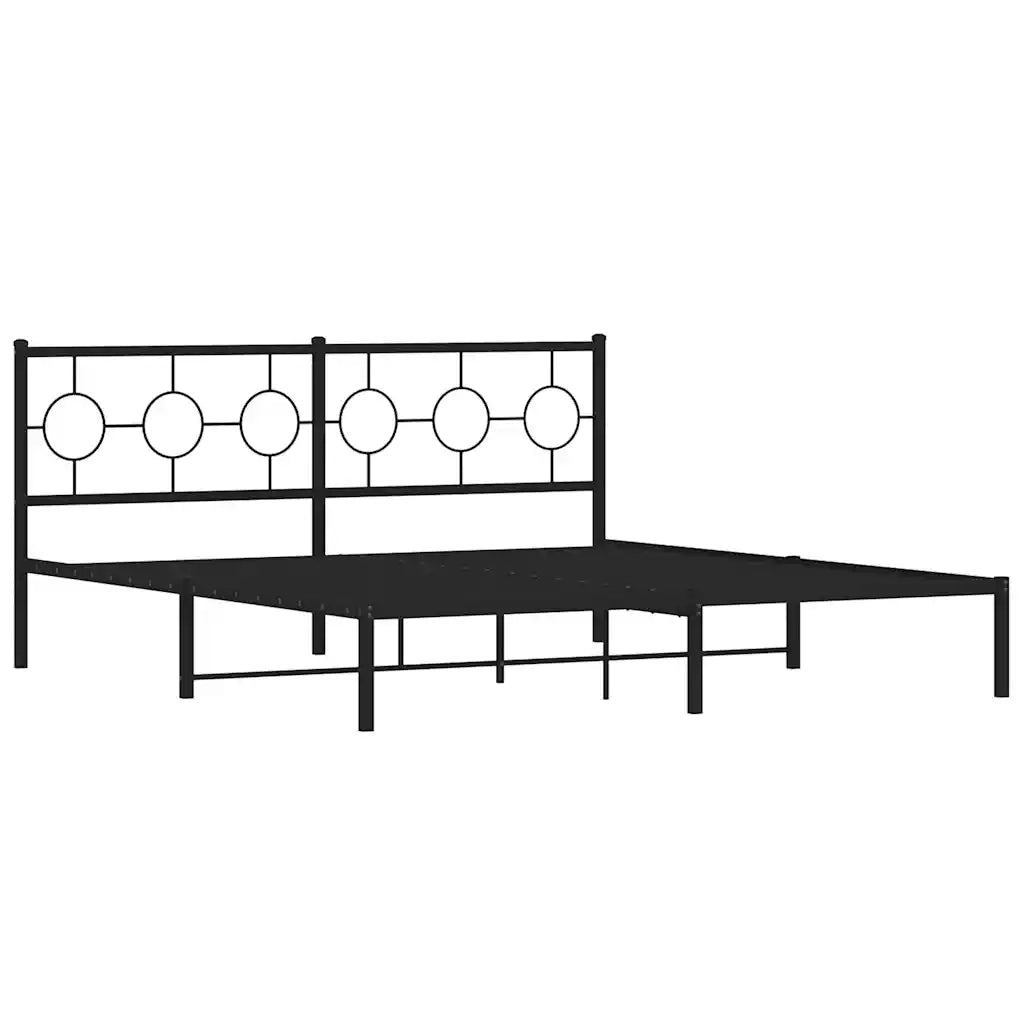 Giroletto con Testiera-Struttura Letto con testiera in Metallo Nero 183x213 cm 362860
