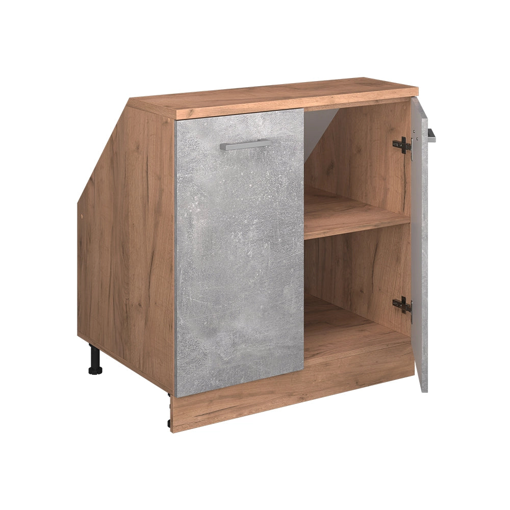 Mobile sottotetto Rion Calcestruzzo/Rovere dorato 80 x 83.8 cm con 2 porte, carcassa 60 cm profondità Vicco