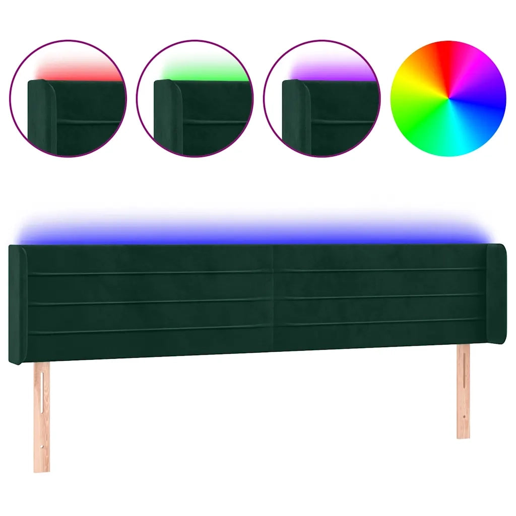 Testiera a LED Verde Scuro 163x16x78/88 cm in Velluto