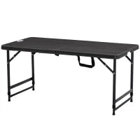 Tavolo da Giardino Pieghevole per 4 Persone con Altezza Regolabile, in Acciaio e HDPE, 118x60x74 cm