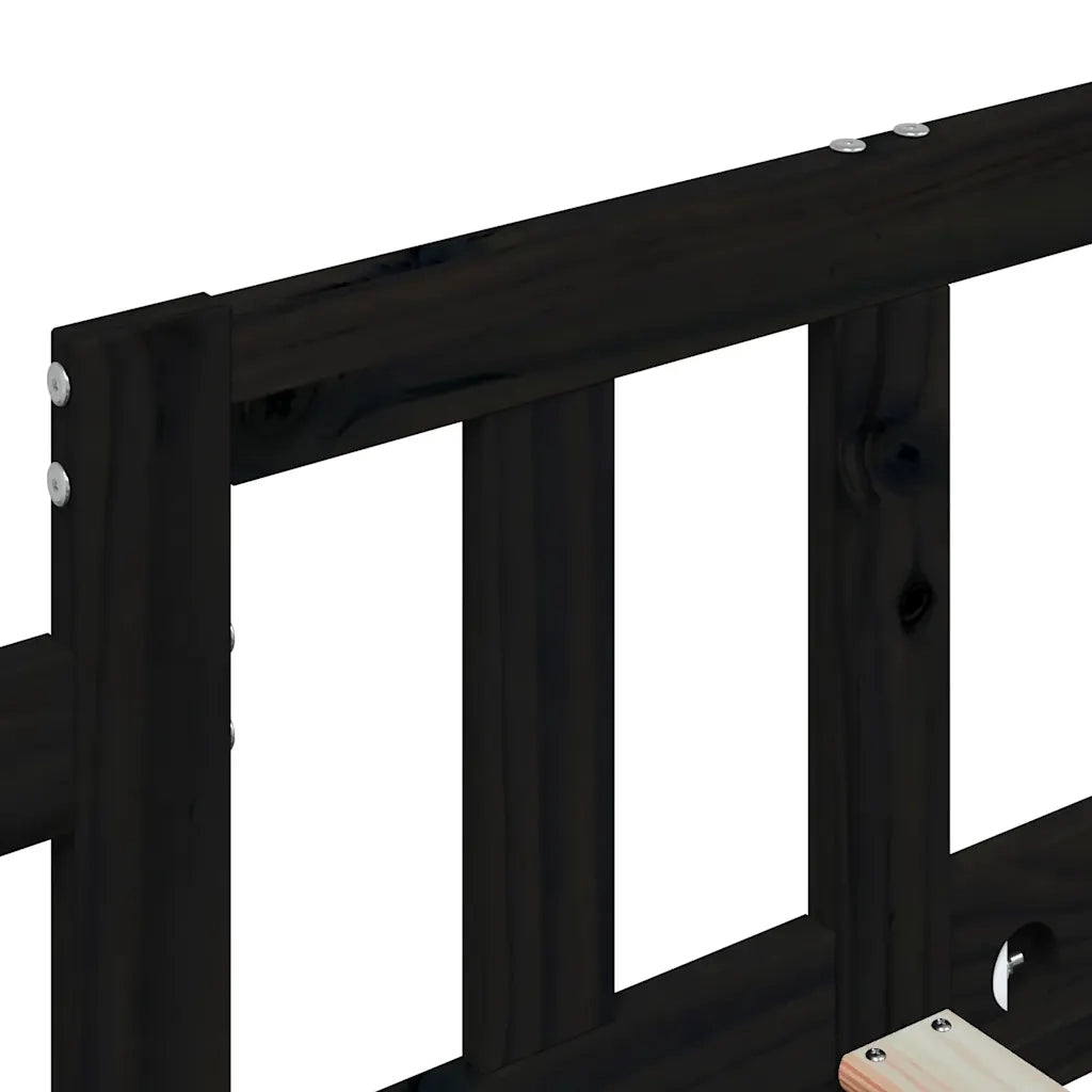 Letto singolo | Letto per adulti | Dormeuse Nera 80x200 cm in Legno Massello di Pino