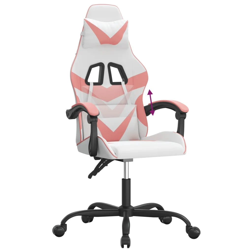 Sedia da Gaming | Sedia da e-sports Bianco e Rosa in Similpelle