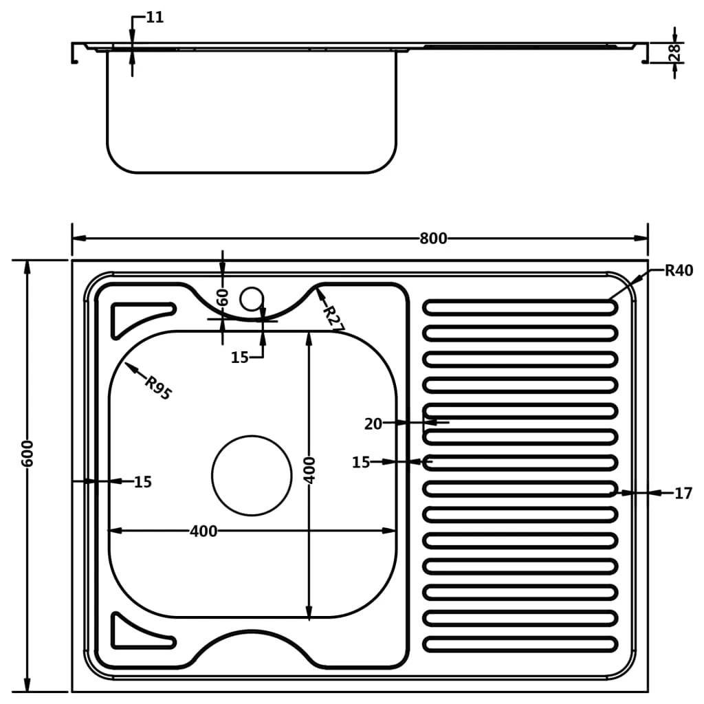 Set lavello e scolapiatti da cucina argento 80 x 60 cm acciaio inox 02_0002428