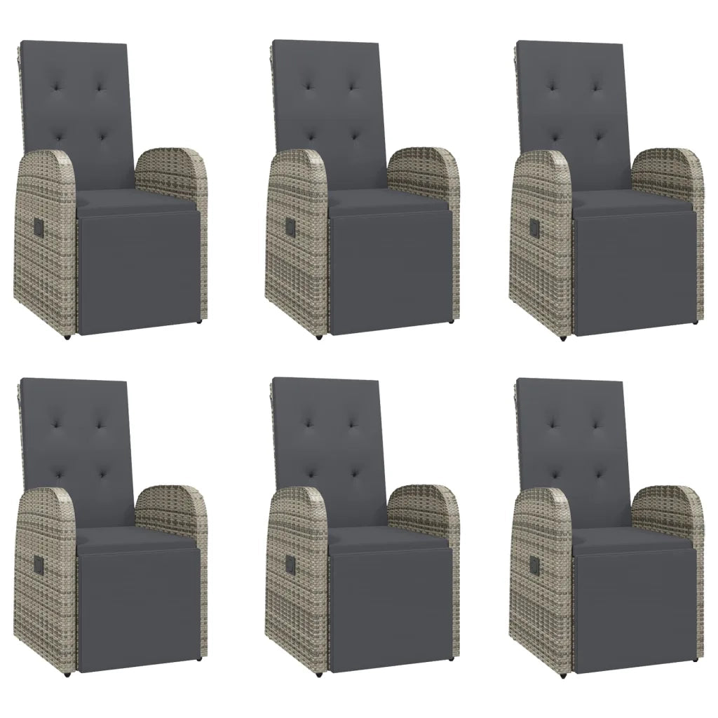 Set da Pranzo da Giardino 7 pz con Cuscini in Polyrattan Grigio 3157595