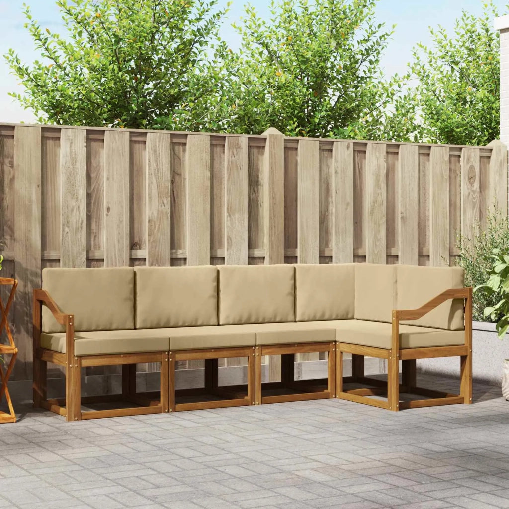 Set di divani da esterno con cuscino 5 pcs Naturale e Beige