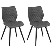 Set di 2 sedie da pranzo con rivestimento in tessuto grigio e gambe in metallo nero stile retrò rustico