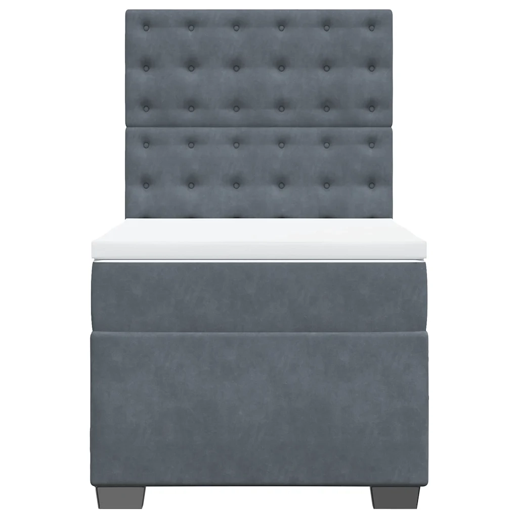 Giroletto a Molle con Materasso Grigio Scuro 90x200 cm Velluto