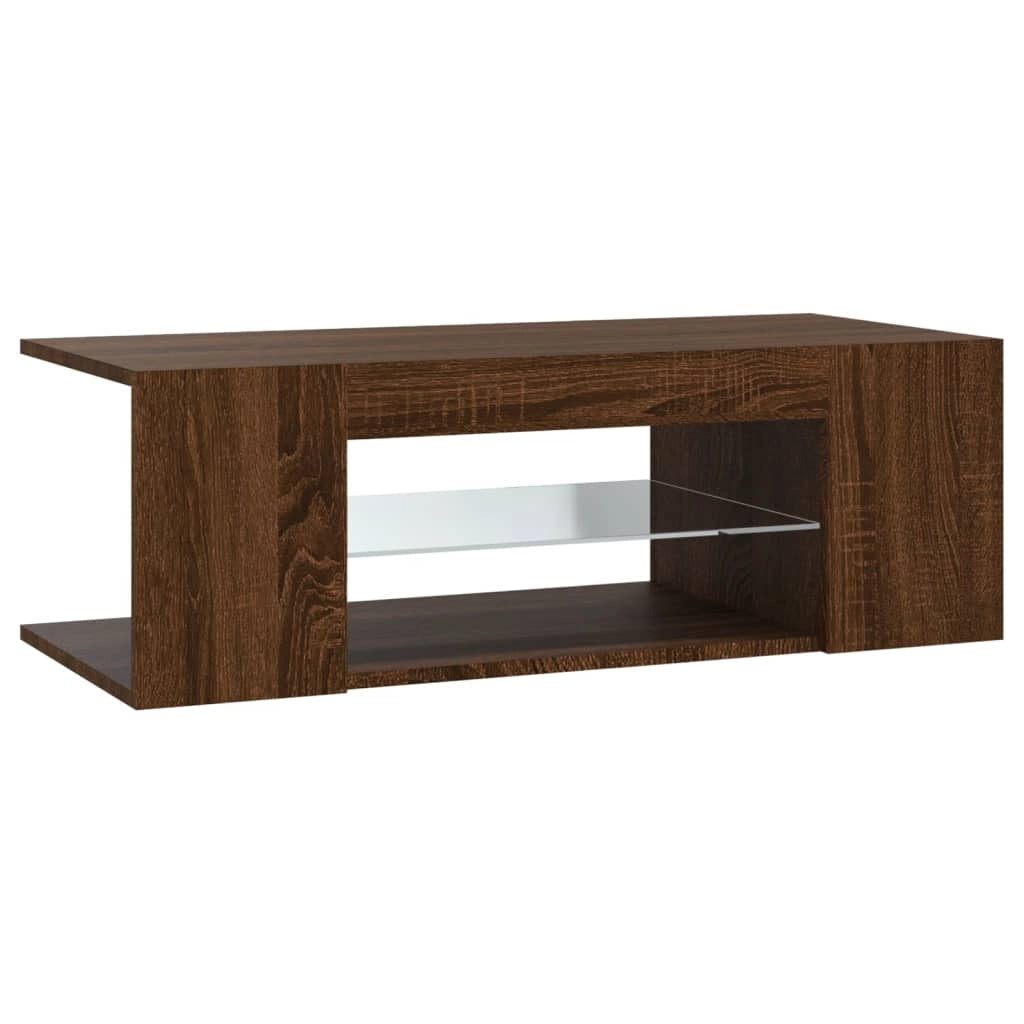 Mobile TV multimediale scaffale TV credenza mobile TV per sala da pranzo soggiorno camera da letto con luci LED rovere 90 x 39 x 30 cm marrone 02_0026703