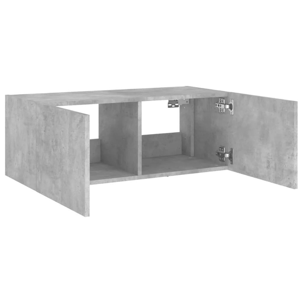 Mobile TV multimediale scaffale TV credenza mobile TV sala da pranzo soggiorno camera da letto montaggio a parete con luci LED 80 x 35 x 31 cm grigio 02_0027925