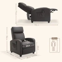 Poltrona Relax Massaggiante con Telecomando e 8 Programmi, Reclinazione e Poggiapiedi, 68x88x98cm, Marrone