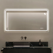 Specchio da bagno a LED 60x120 cm senza cornice; retroilluminato e frontale; antiappannamento; vetro HD; argento