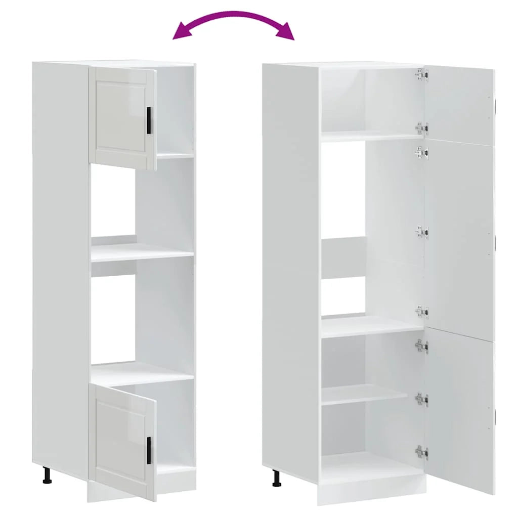 Set di 2 mobili forno di design salvaspazio 60 x 57 x 207 cm con piedini regolabili in legno ingegnerizzato bianco lucido 02_0055718
