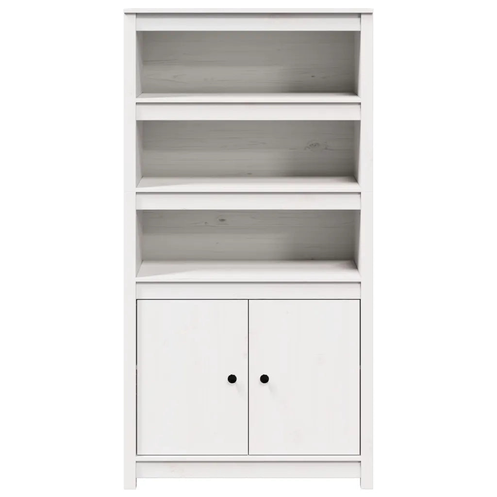 Credenza-Buffet-Armadio da cucina Bianca 80x35x154 cm in Legno Massello di Pino