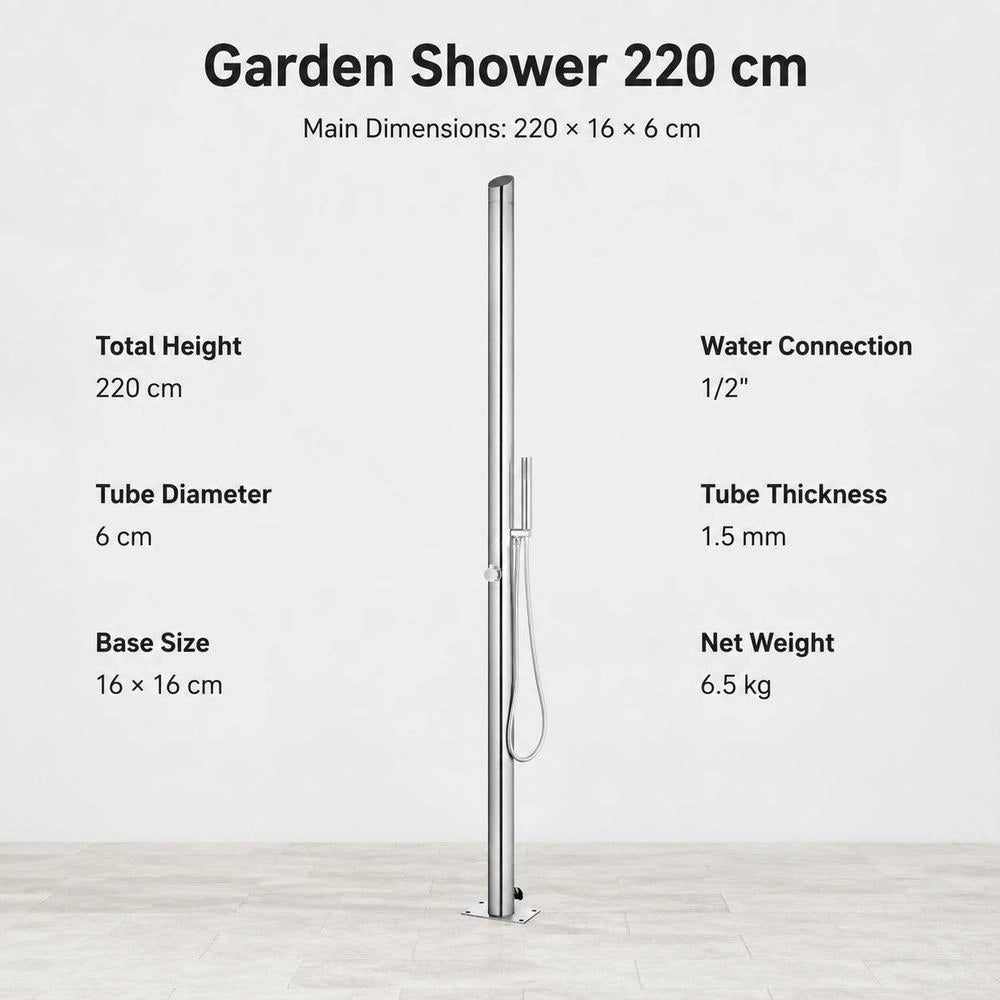 Garden Shower 220 Cm Stainless Steel