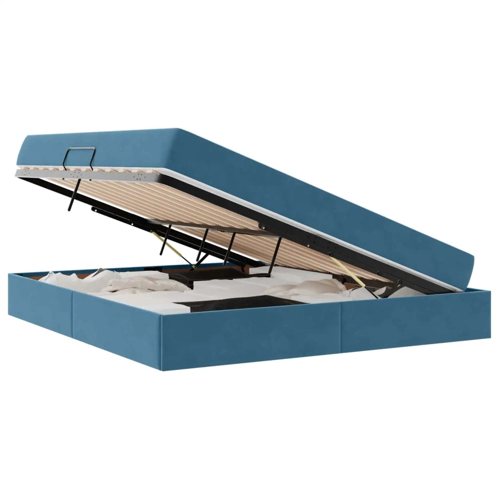 Letto con contenitore e materasso Blu Scuro 180 x 200 cm