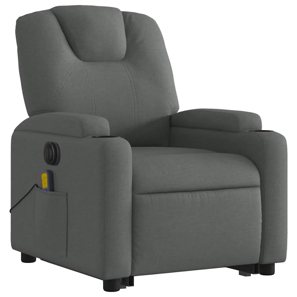 Poltrona Alzapersona Massaggi Elettrica Grigio Scuro Tessuto