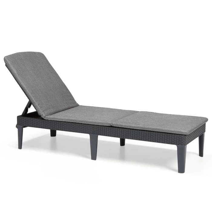 Lettino da sole ALLIBERT JAIPUR - imitazione resina intrecciata - grigio