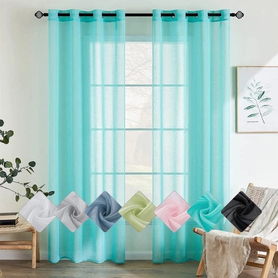 Set di 2 Voilegordini Translucidi in Poliestere 100% - 140 x 145 cm - Translucidi - Decorativi e Leggeri