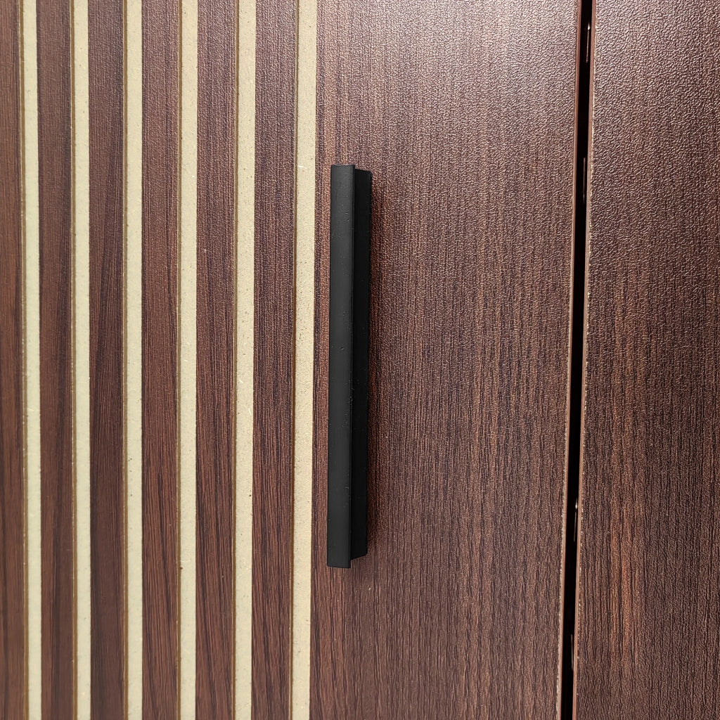 Mobile TV con striscia LED Bluetooth e app porte in vetro temperato nero e marrone noce 200 × 35 × 53 cm