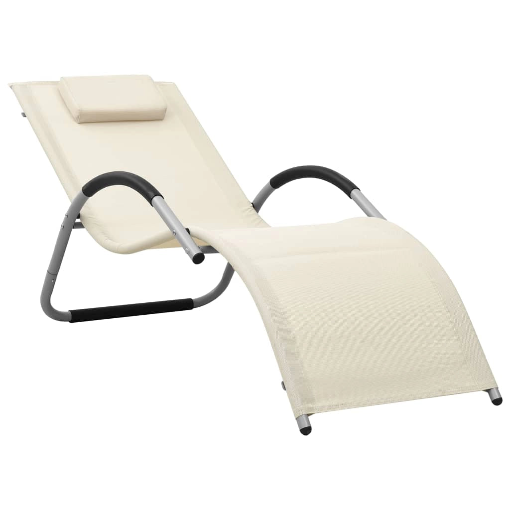 Lettino prendisole sedia a sdraio lettino prendisole letto da giardino mobili da esterno per patio textilene crema e grigio 02_0012929