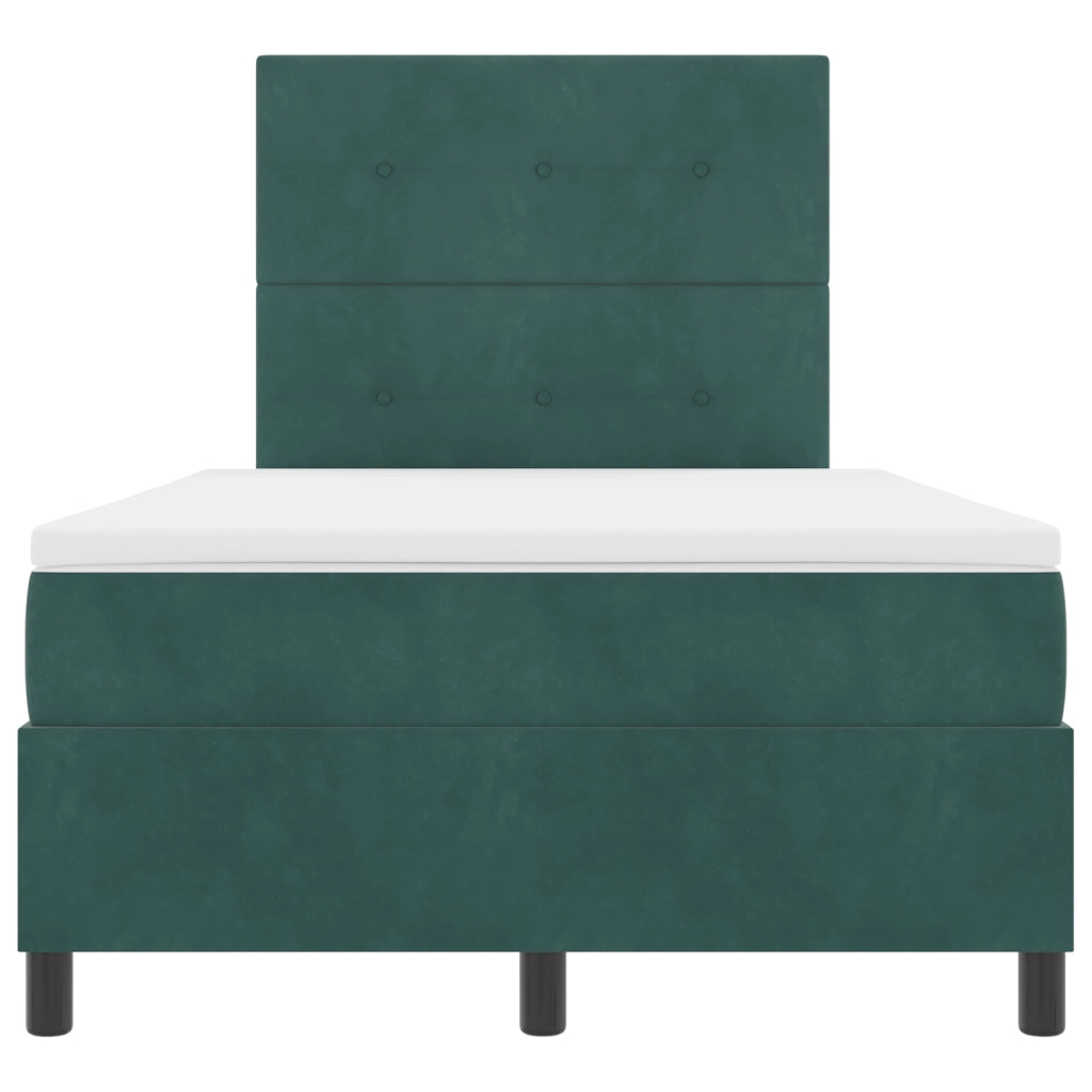 Letto Box Spring con Materasso Verde Scuro 120x200 cm Velluto