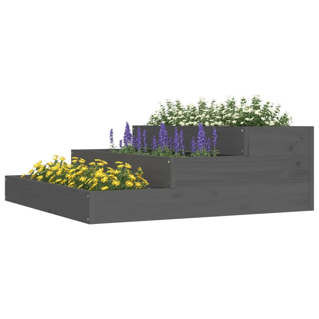 Fioriera | Cassetta per fiori | Vaso Grigia 78x78x27 cm in Legno Massello di Pino
