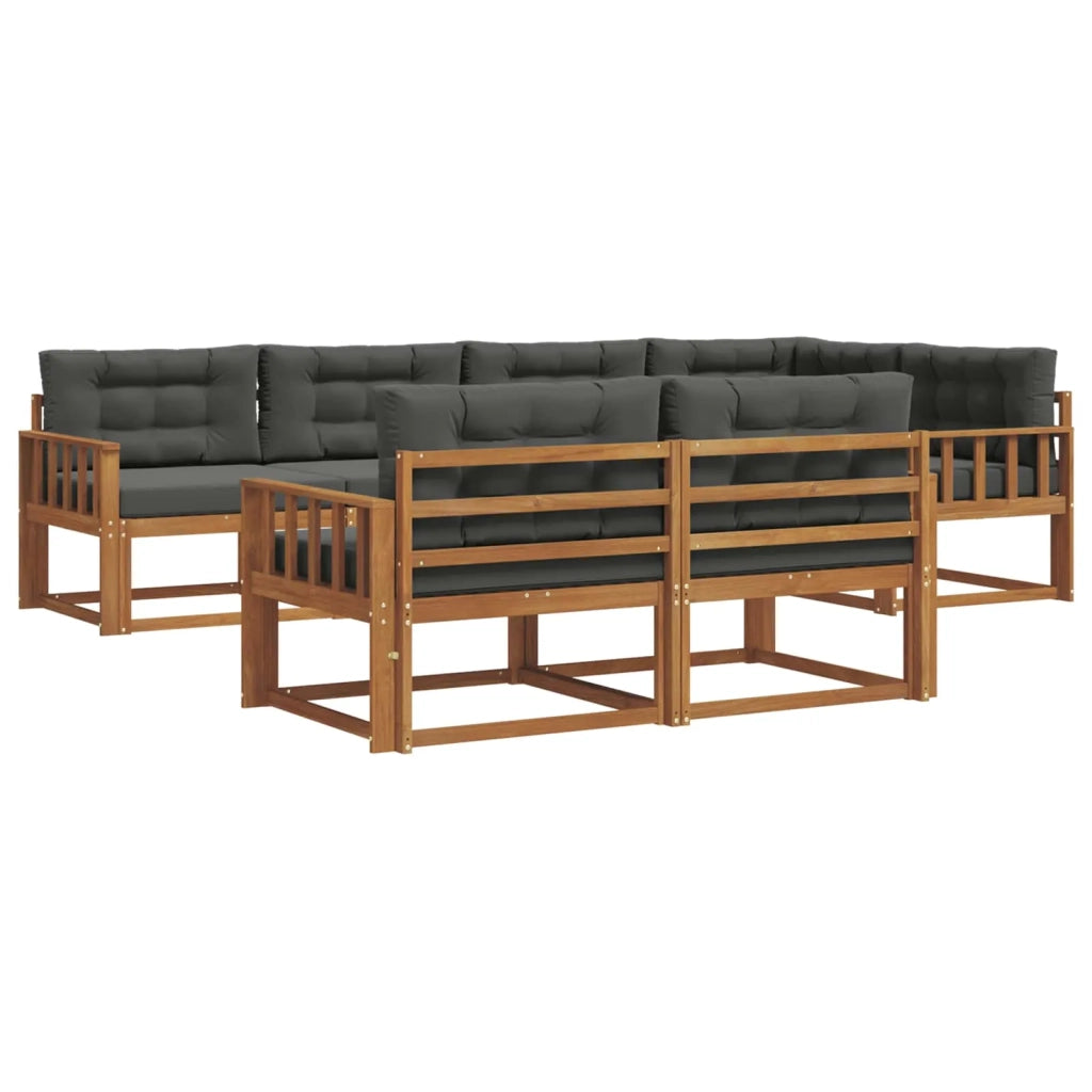 Set di divani da esterno con cuscino 7 pcs Naturale e Antracite