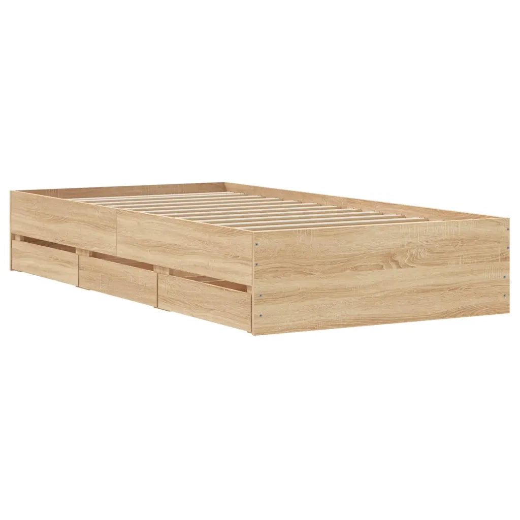 Giroletto Cassetti-Struttura Letto con contenitore Rovere Sonoma 90x200 cm Legno Multistrato 921371