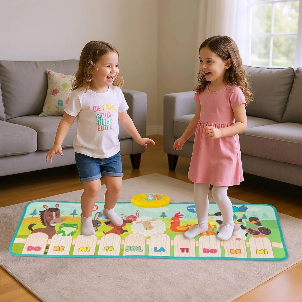 Tappeto Musicale per Bambini, Tappetino per Pianoforte da Interno & Esterno con Suoni di Fattoria con Animali e 10 Tasti di Pianoforte, Tappeto con 10 Canzoni Incorporate