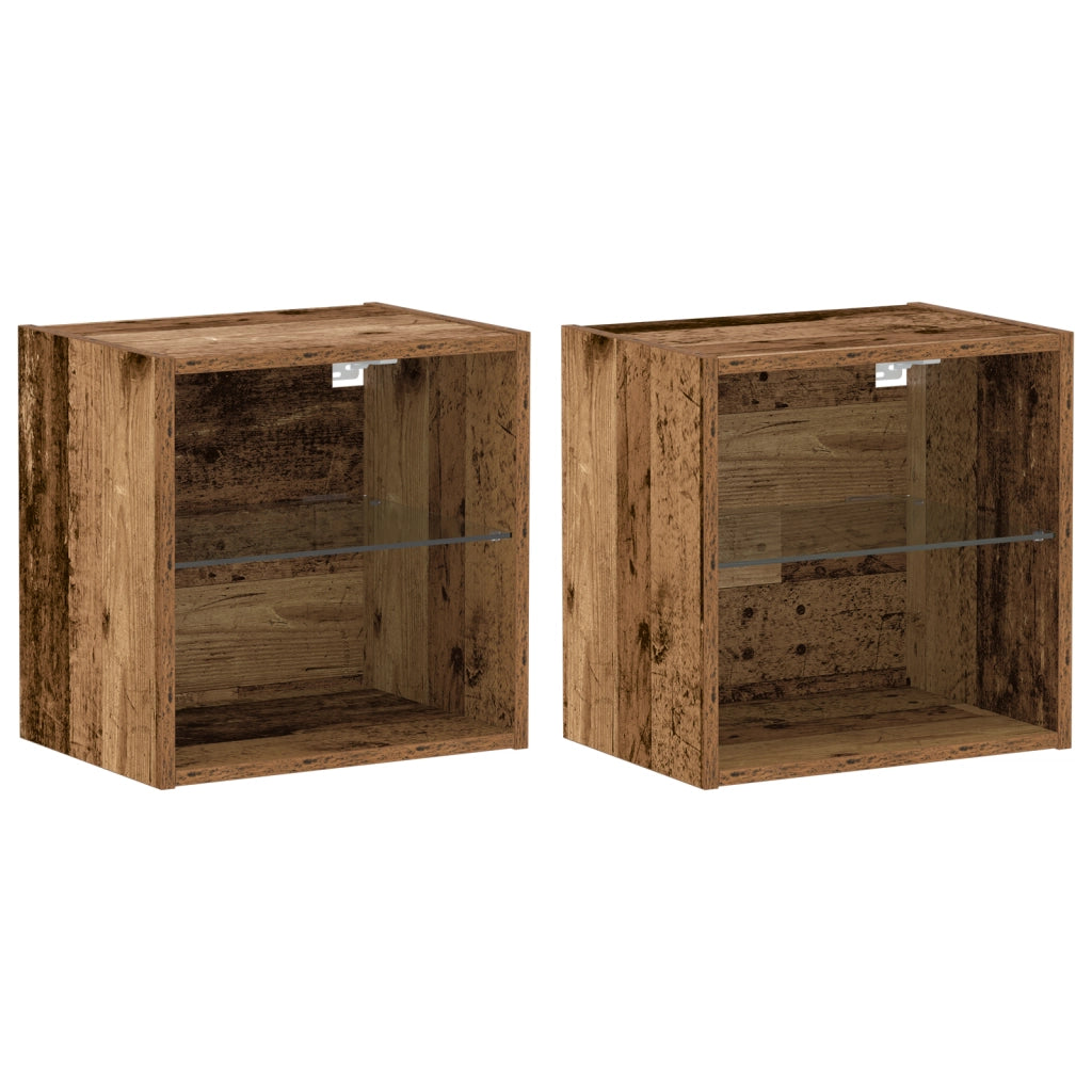 Mensola Galleggiante 2 pz Legno Vecchio 40x28,5x40 cm Legno Ingegnerizzato
