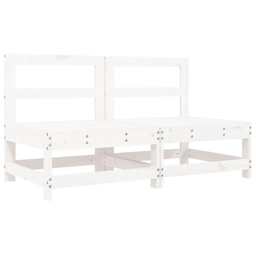 Divano componibile-Divani Centrali con Cuscini 2 pz Legno Massello di Pino Bianco 811232