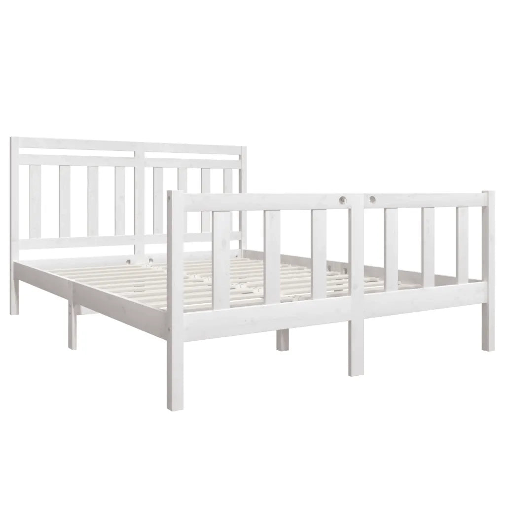 Giroletto-Struttura Letto Bianco 150x200 cm King in Legno Massello 286480