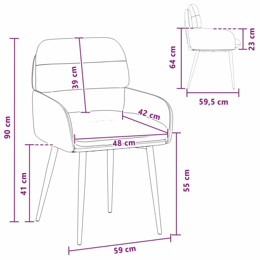 Sedie da pranzo 6 pz Velluto Crema 59 x 59,5 x 90 cm 3428253