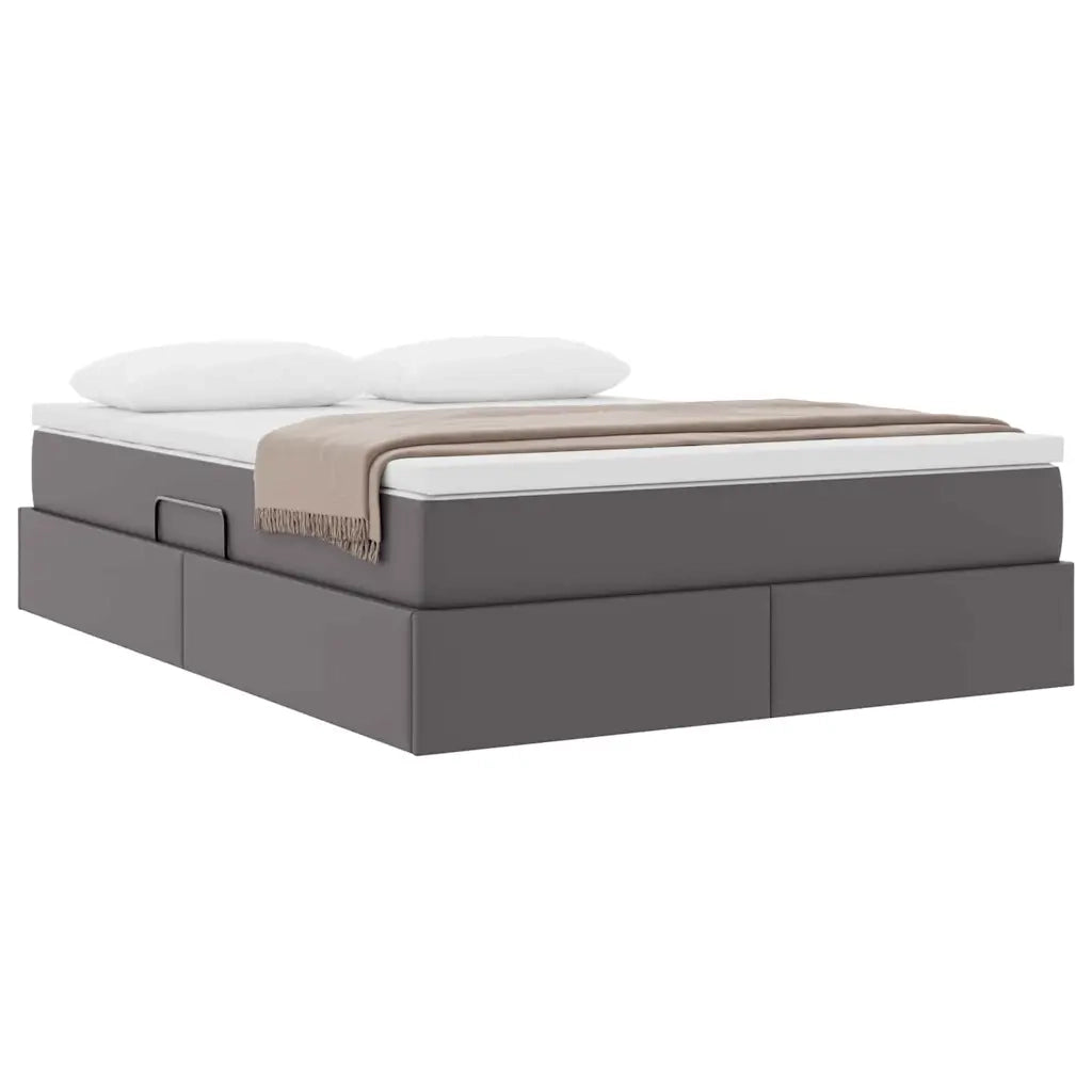Letto con contenitore e materasso Grigio 140 x 190 cm