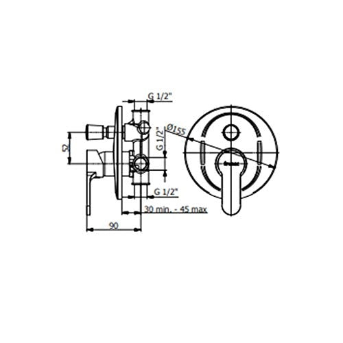 Miscelatore doccia incasso con deviatore serie prius art 7950 Fromac