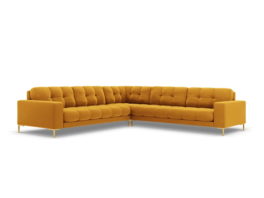 Cosmopolitan Design - Divano angolare reversibile "Bali" 6 posti in velluto giallo 