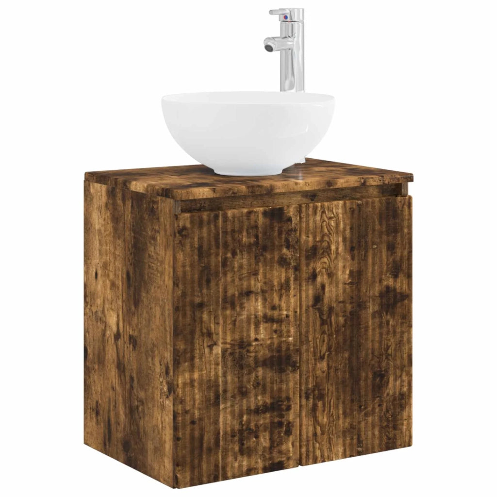 Set di Armadi da Bagno 3 pz Rovere Fumo 49,5 x 35 x 63 cm 3405622