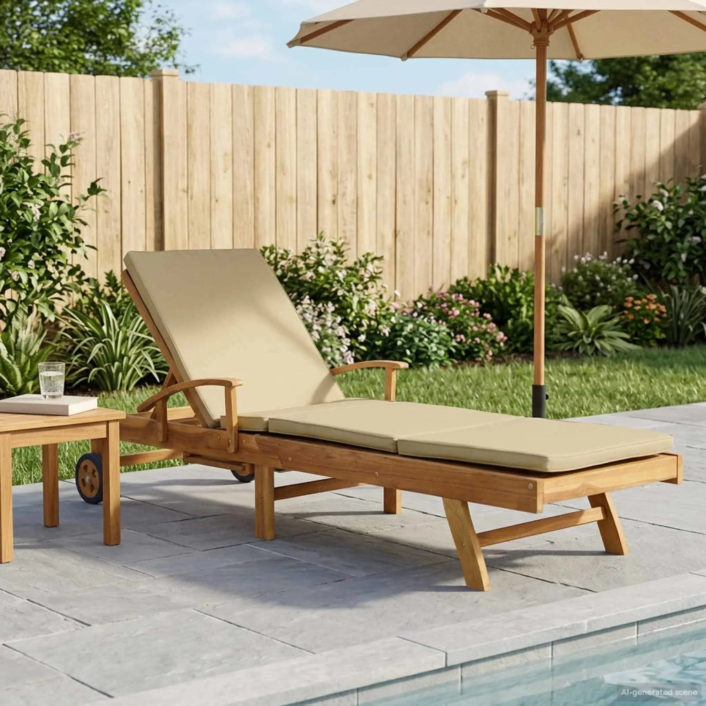 Lettino da sole 100% Poliestere Teak Solido