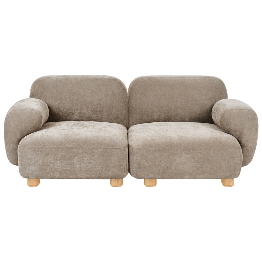 Divano componibile a 2 posti in tessuto due moduli angolari gambe in legno beige stile moderno