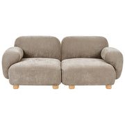 Divano componibile a 2 posti in tessuto due moduli angolari gambe in legno beige stile moderno