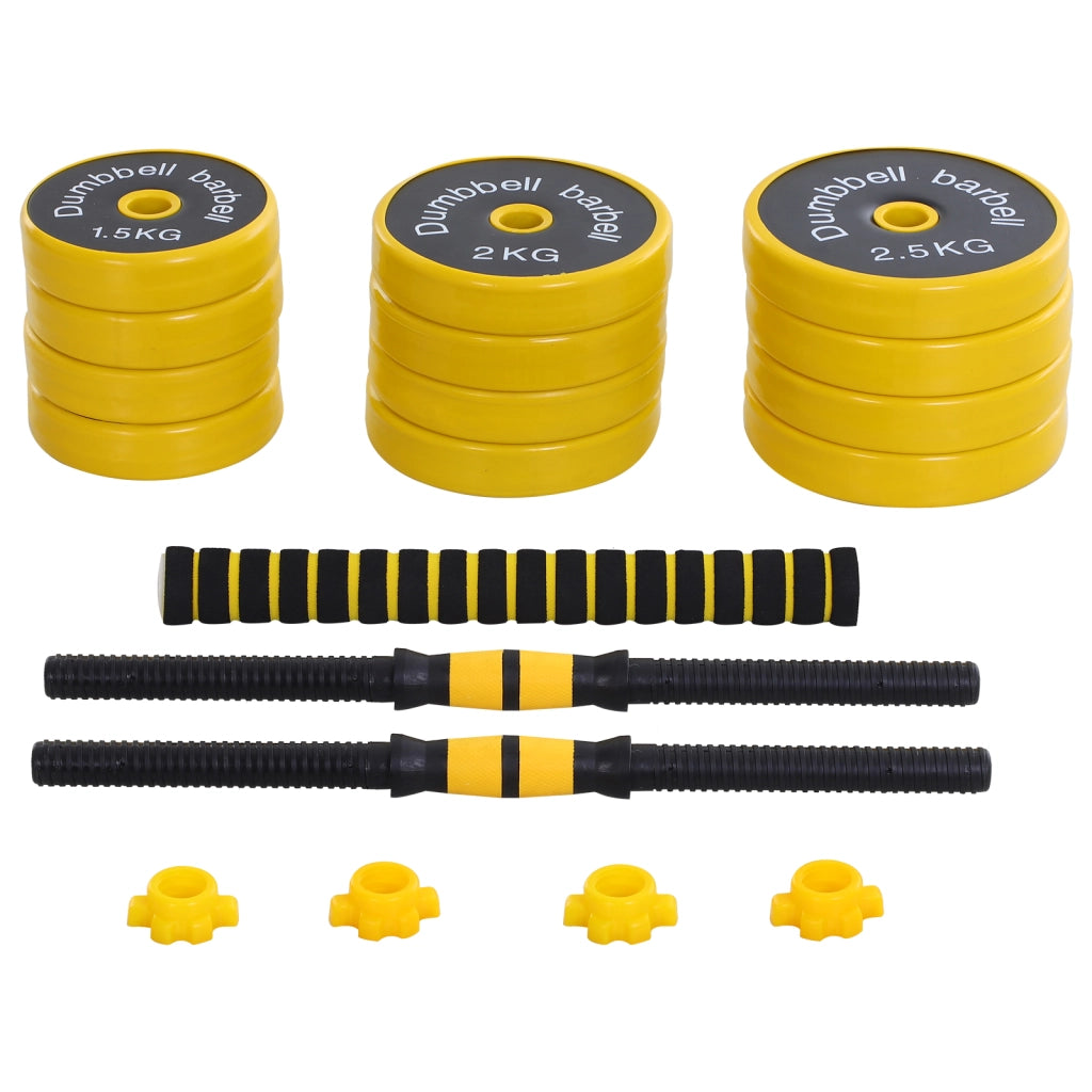 Set di manubri regolabile 3 in 1 ¨C Zephmum ¨C Giallo e nero, 25 kg, 12 piastre, 3 aste