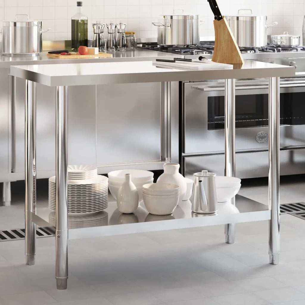 Tavolo da Lavoro da Cucina 110x55x85 cm in Acciaio Inossidabile CFW1563713