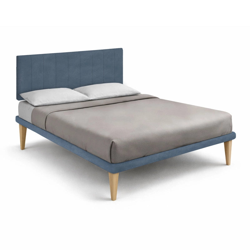 Letto imbottito Letto Matrimoniale alla Francese 140x200 cm Vertical - Con rete,Microfibra,Blu