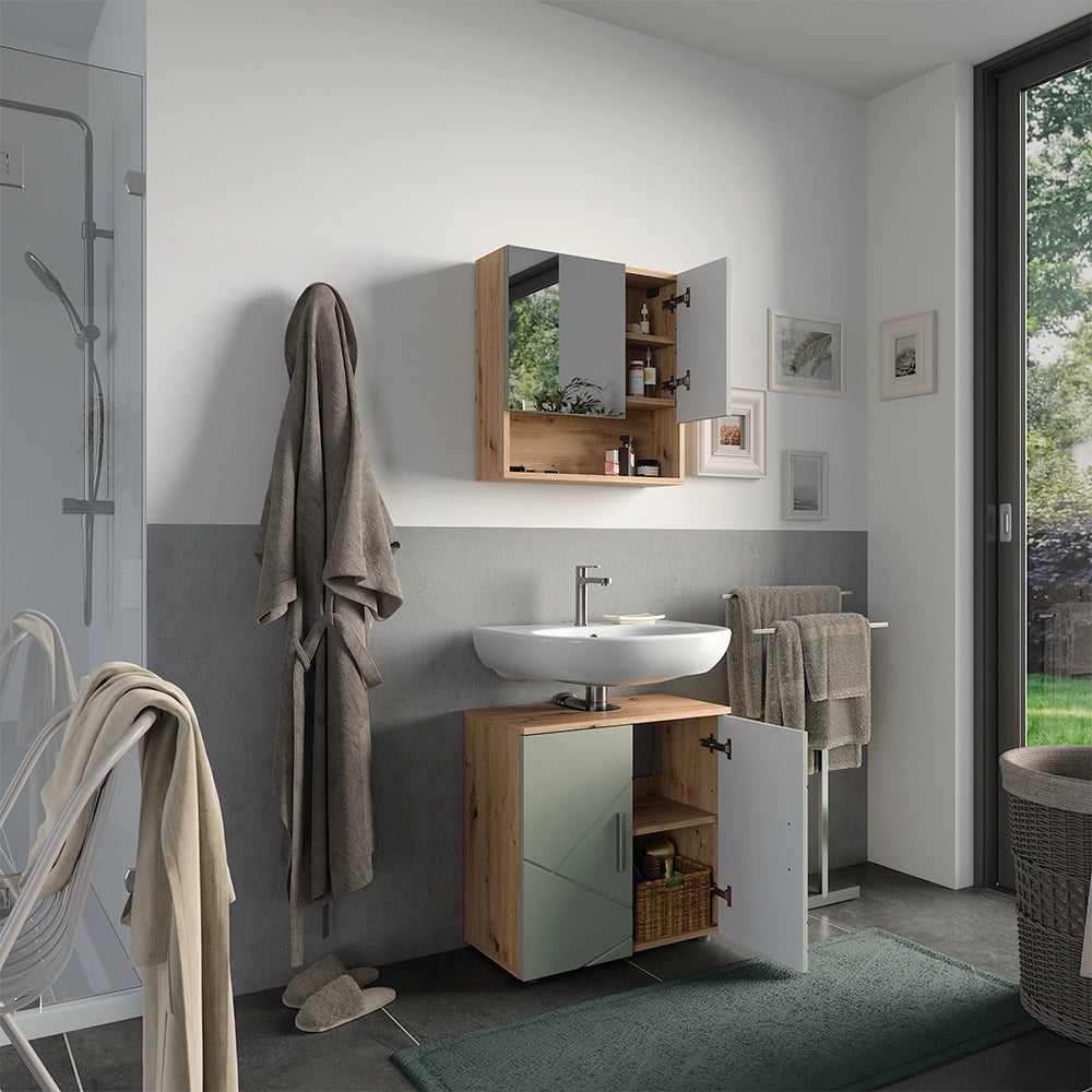 Vicco Set di mobili da bagno Verde salvia 2 parti